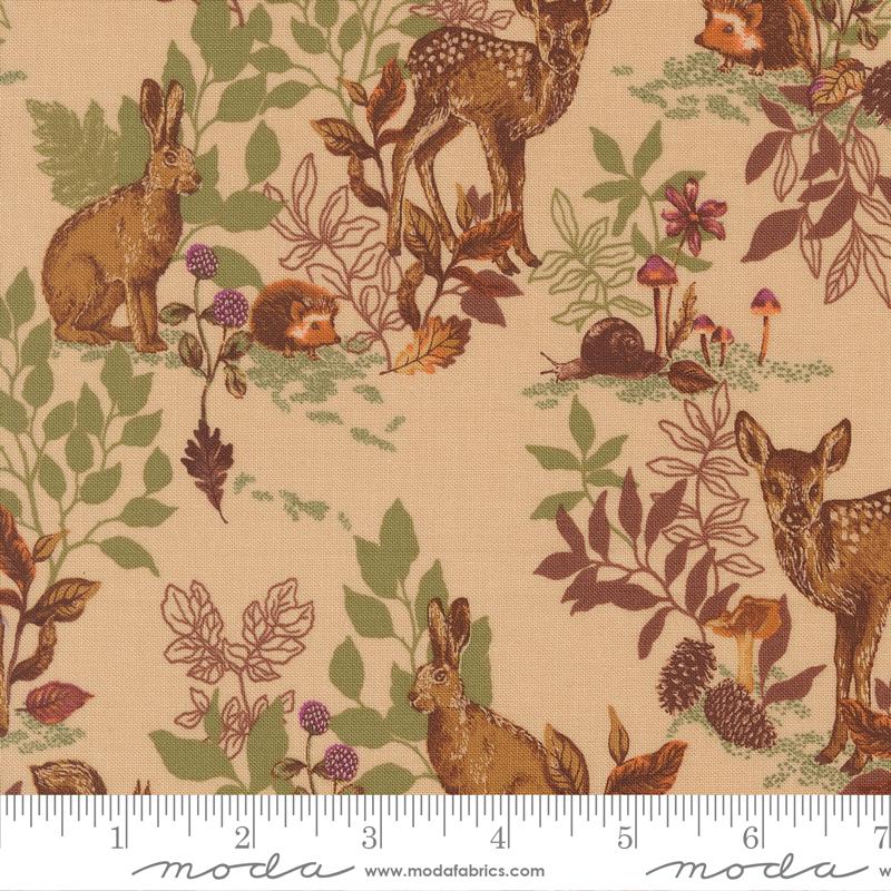 Autumn Forest Animals Sand - Quilt Fabric