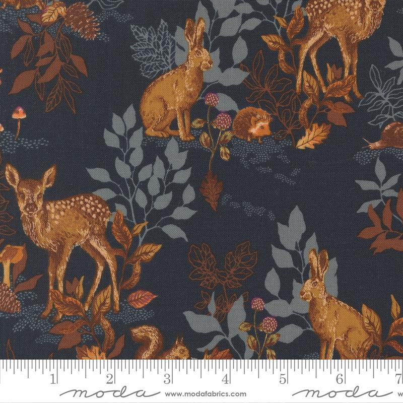 Autumn Forest Animals Midnight - Quilt Fabric