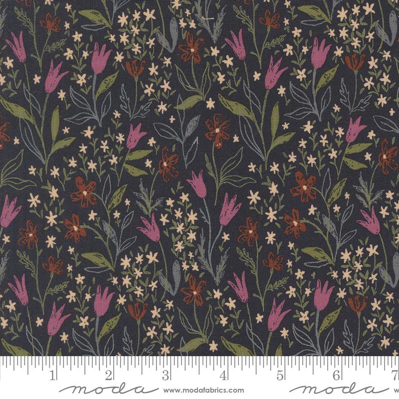 Autumn Forest Flowers Midnight - Quilt Fabric