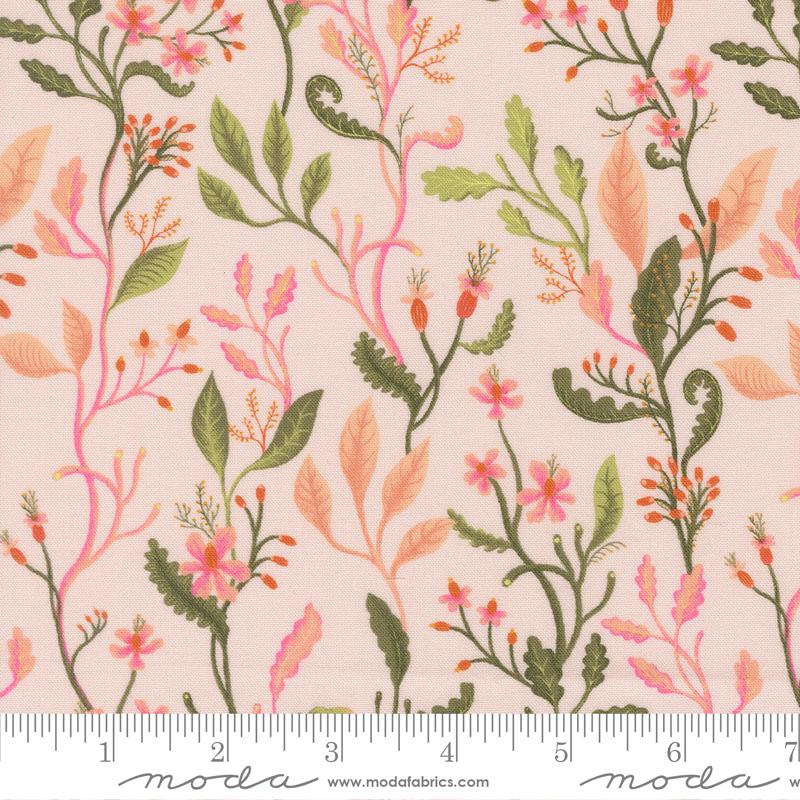 Floral Fondant Leafs Blush - Quilt Fabric