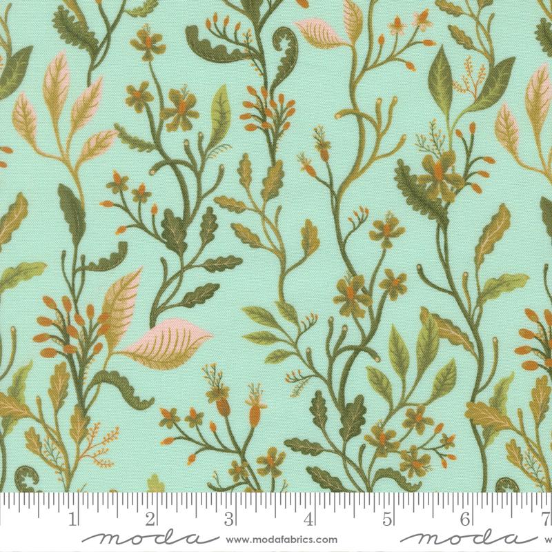 Floral Fondant Leafs Sky - Quilt Fabric