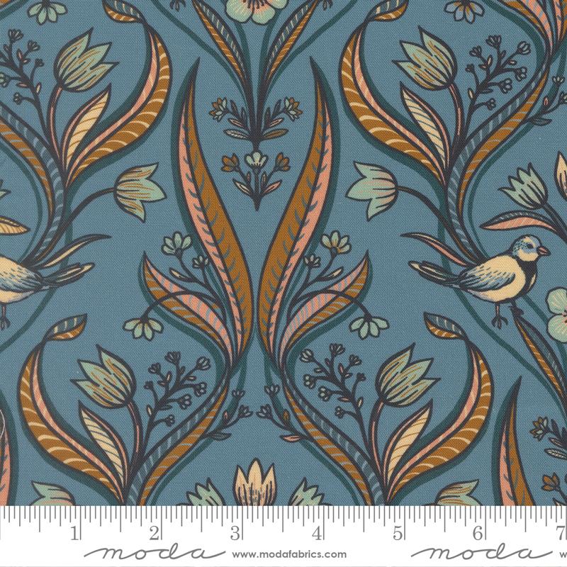 Feather and Forest Bloom Nature Azure - Quilt Fabric