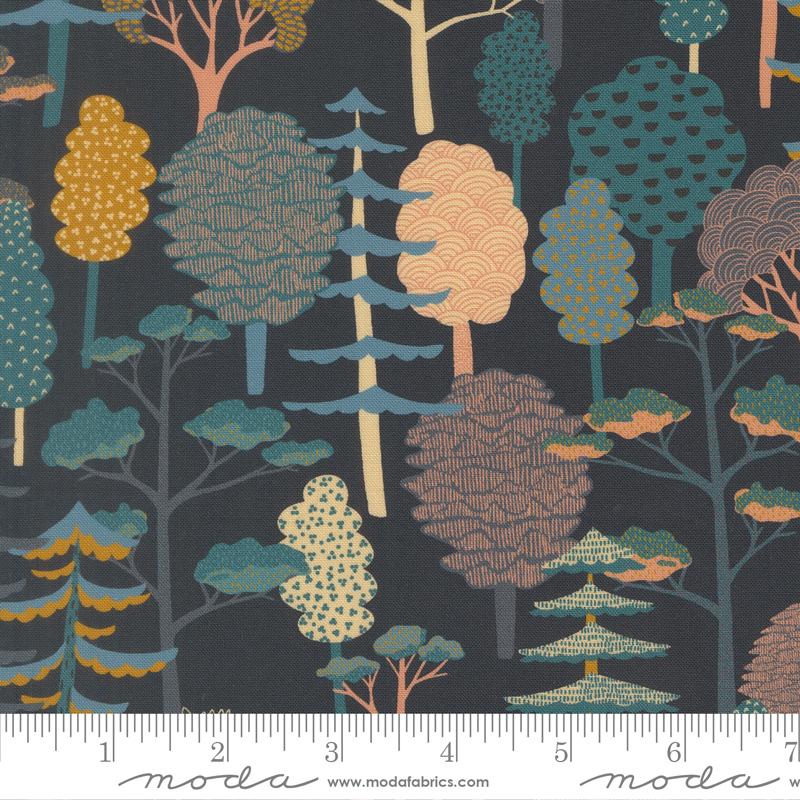 Feather and Forest Bloom Trees Midnight - Quilt Fabric