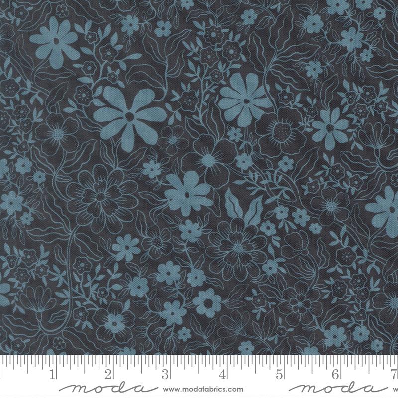 Feather and Forest Bloom Blossoms Midnight - Quilt Fabric
