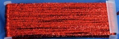 YLI Ribbon Floss -- Metallic 005 Red, zoomed in. Select this picture to zoom back out.