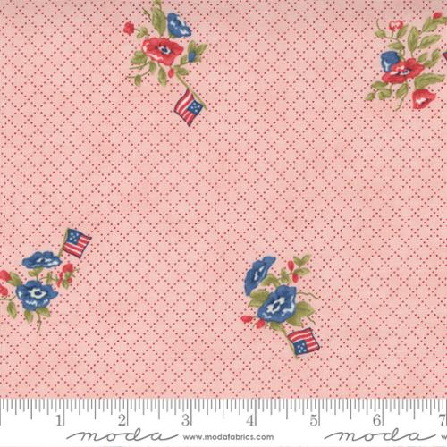 Belle Isle Pink - Flags and Flowers Americana  - Fabric