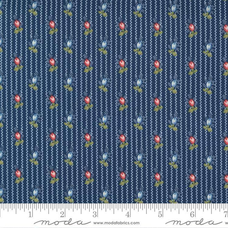 Newport Indigo - Rosebud Zigzag - Quilt Fabric