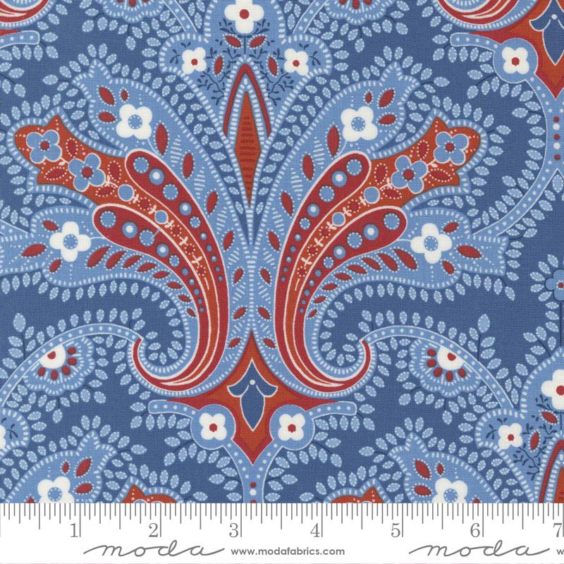 Sunrise Side Blue - Indienne Paisley Paisley - Quilt Fabric