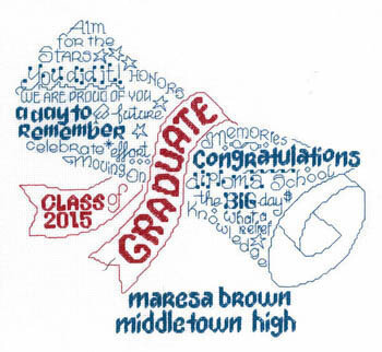 Let's Graduate - Cross Stitch Pattern, zoomed in. Select this picture to zoom back out.