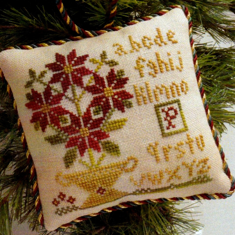 Potted Poinsettia (Sampler Tree) - Cross Stitch Pattern