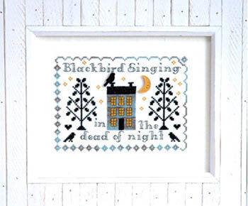 Blackbird Singing - Cross Stitch Pattern, zoomed in. Select this picture to zoom back out.