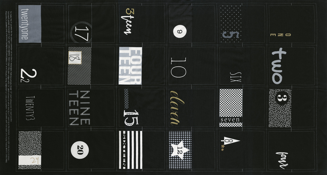 White Christmas Panel Black - Quilt Panel