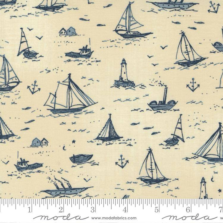 To The Sea Pearl - Boats Sea - Quilt Fabric