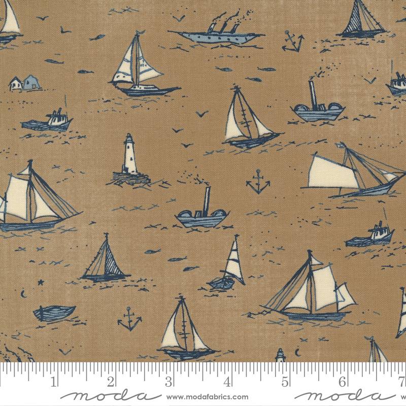 To The Sea Sand - Boats Sea - Quilt Fabric