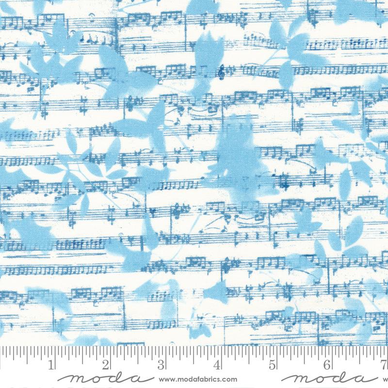 Bluebell Music Notes - Cloud - Quilt Fabric