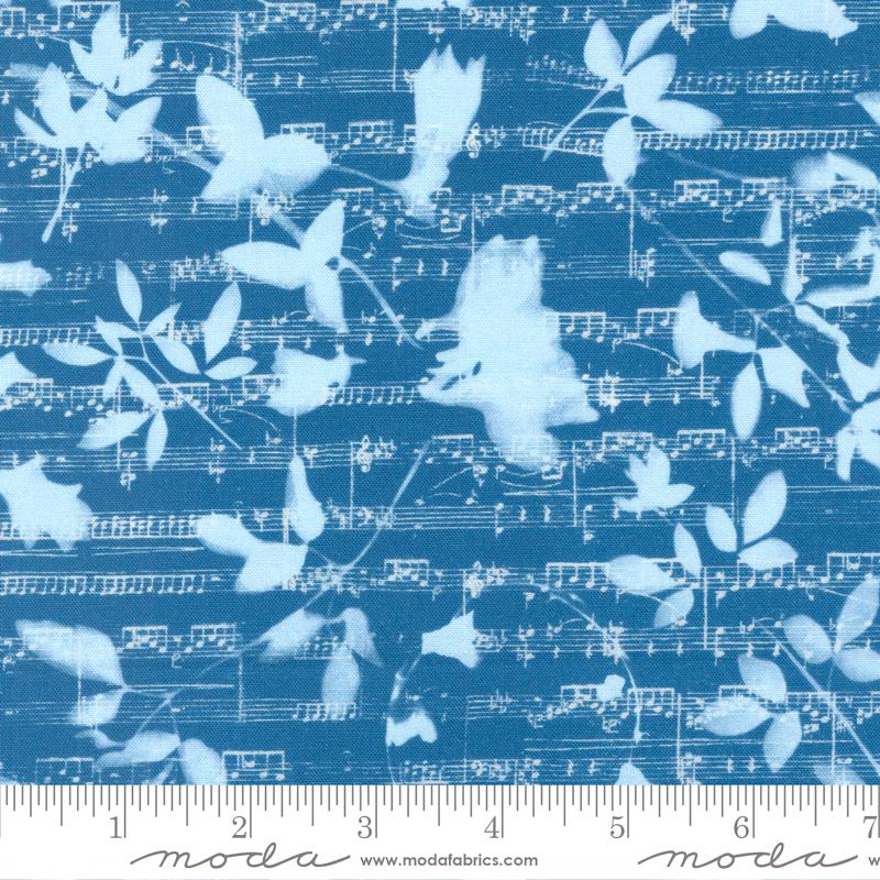 Bluebell Music Notes - Cyan - Quilt Fabric