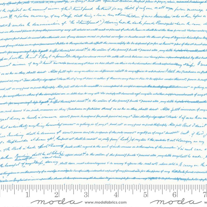 Blueprint Text and Words Script - Cloud - Quilt Fabric