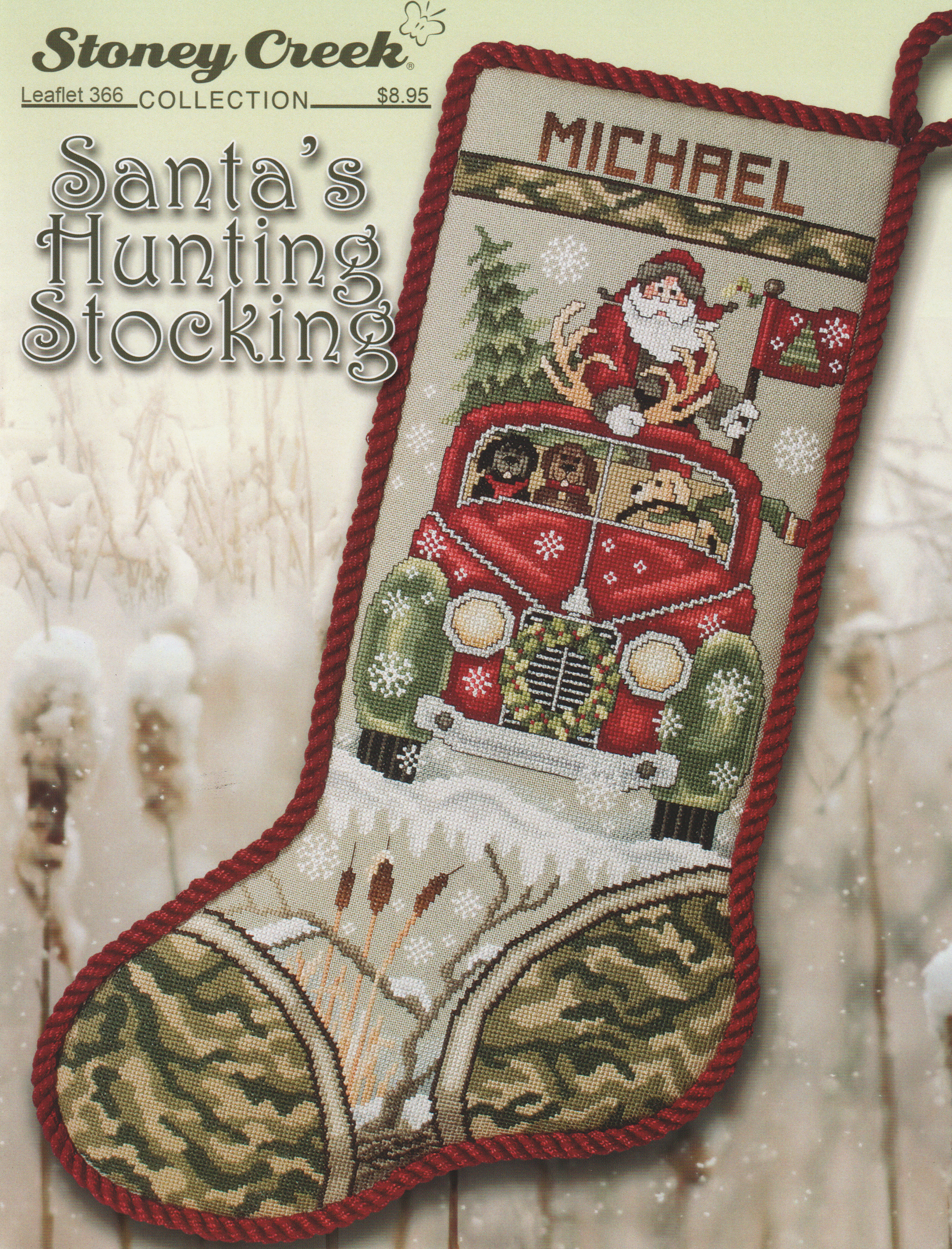 Santa's Hunting Stocking - Cross Stitch Pattern