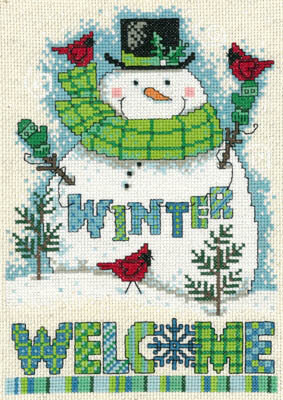 Winter Welcome Snowman - Cross Stitch Pattern