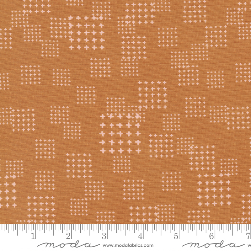 Lazy Afternoon Bronze - Stitching Geometric - Quilt Fabric