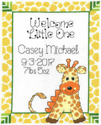 Giraffe Baby Birth Record - Cross Stitch Pattern
