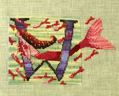 Letters from Mermaids W - Cross Stitch Pattern 
