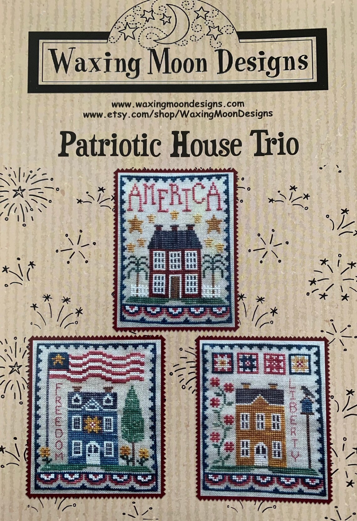 Patriotic House Trio - Cross Stitch Pattern