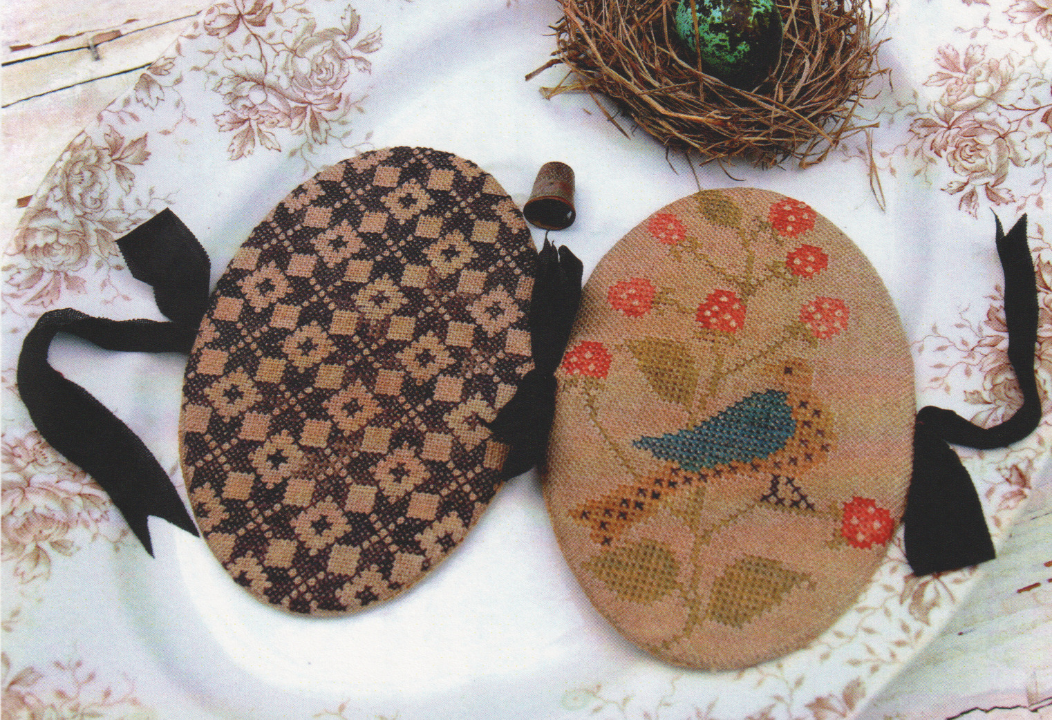 Feathered Nest Pin Book - Cross Stitch Pattern