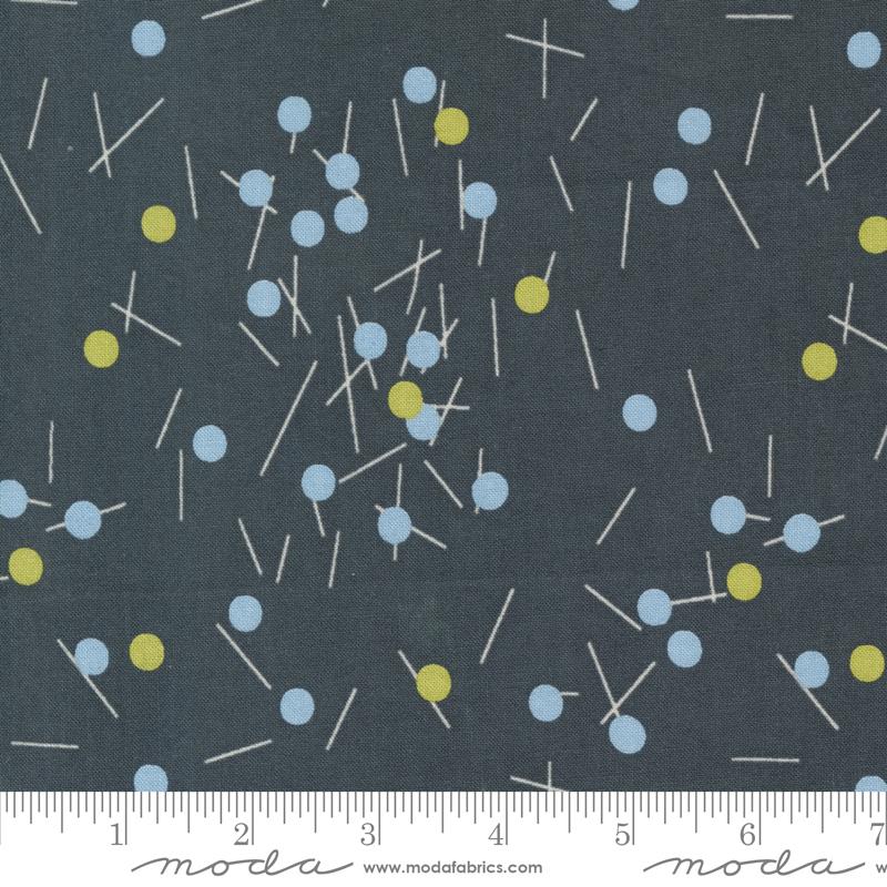 Bluish Pins Buttons - Charcoal - Quilt Fabric