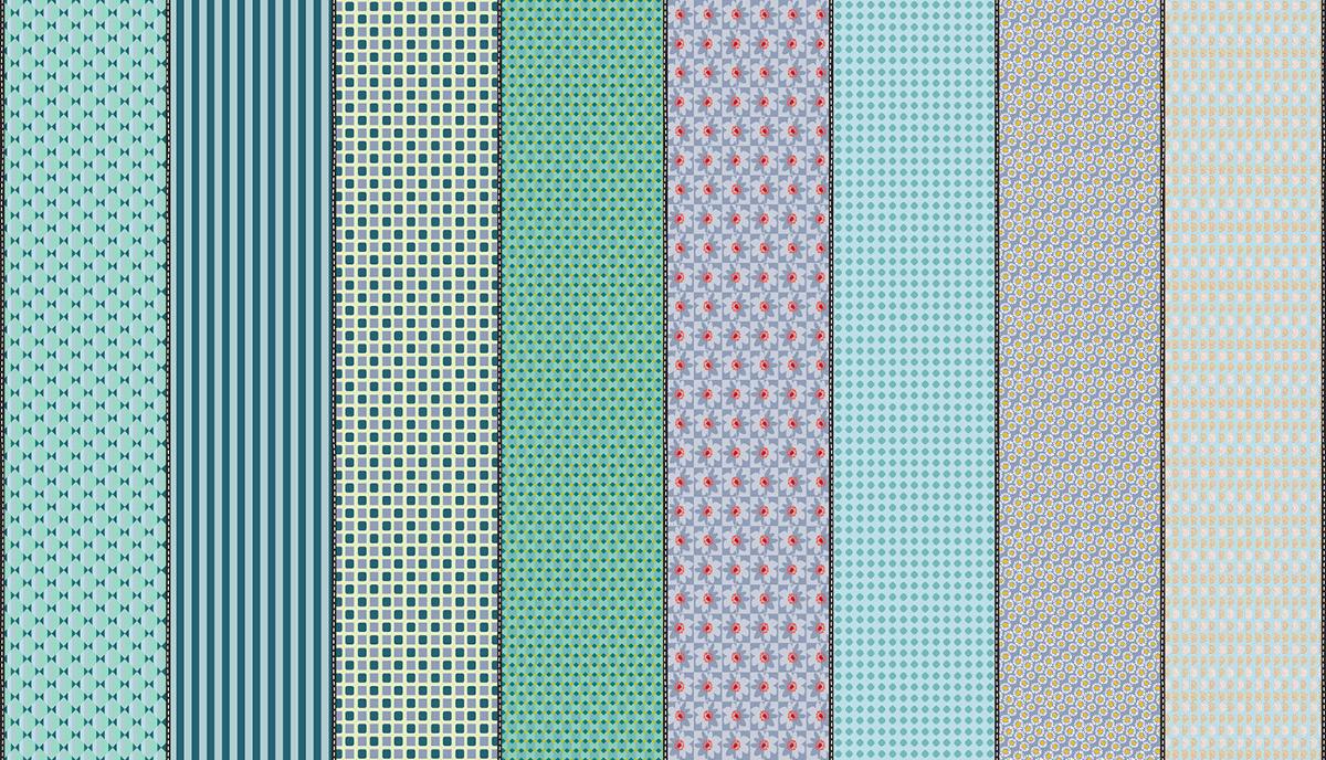 Lollie Jar Blue - Quilt Fabric, zoomed in. Select this picture to zoom back out.
