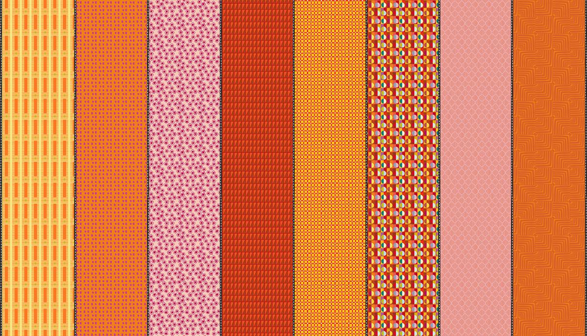 Lollie Jar Orange - Quilt Fabric, zoomed in. Select this picture to zoom back out.