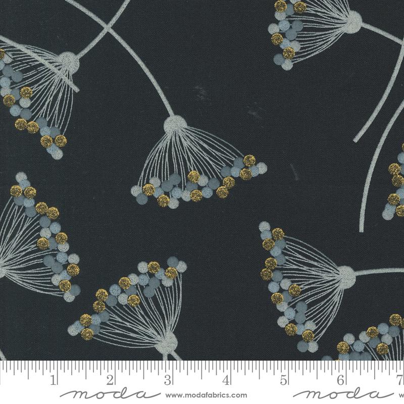 Shimmer Blossom - Metallic Ebony - Quilt Fabric