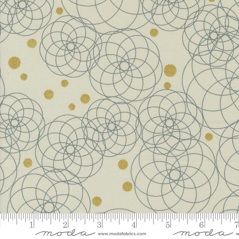Shimmer Circles - Metallic Ecru - Quilt Fabric