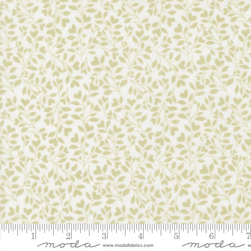 Abide Vines Linen White Light Green - Quilt Fabric