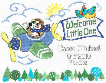 Little Pilot Birth Record - Cross Stitch Pattern