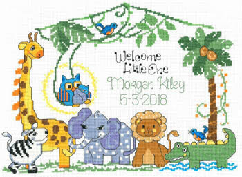 Jungle Family Birth Record - Cross Stitch Pattern