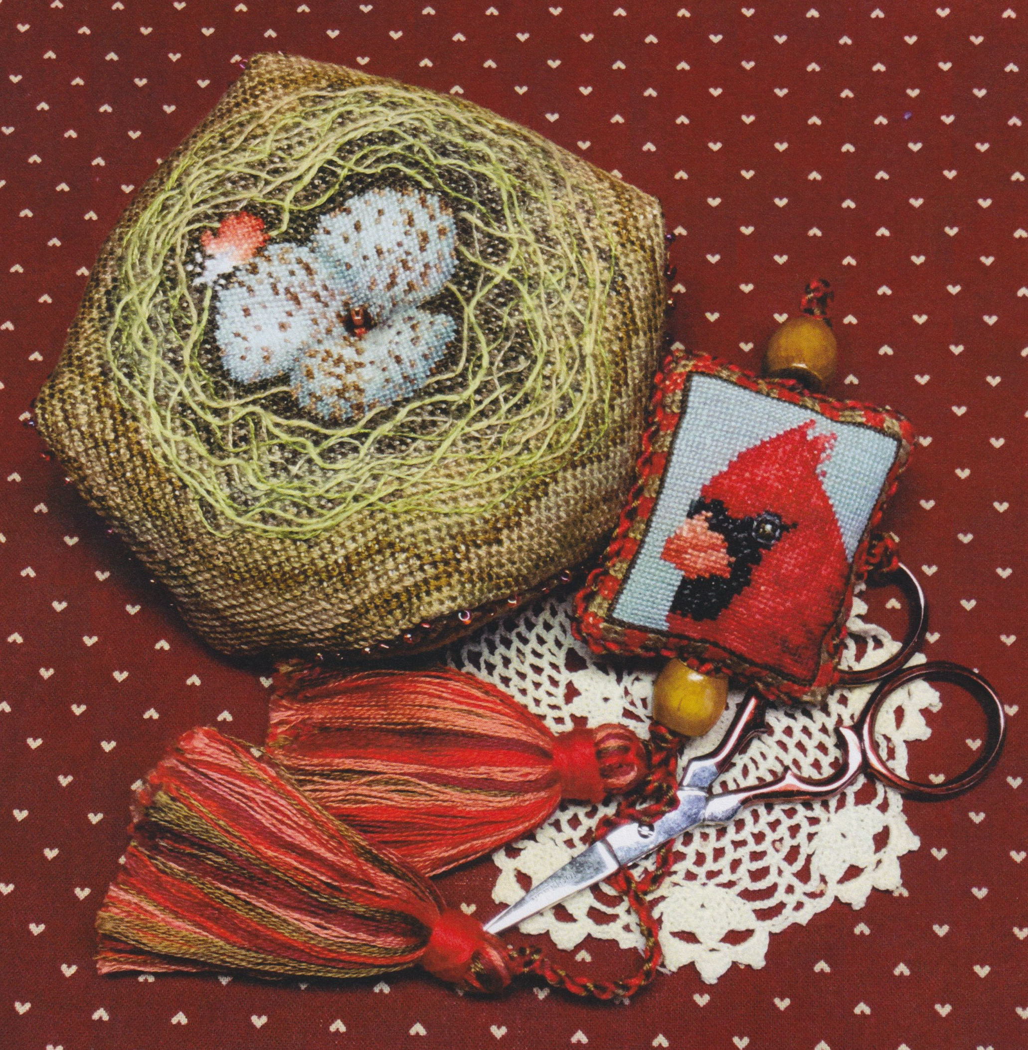 Cardinal Biscornest - Cross Stitch Pattern