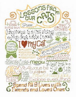 Let's Learn From Our Cat - Cross Stitch Pattern