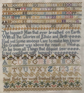 Jane Hyde 1790 - Cross Stitch Pattern