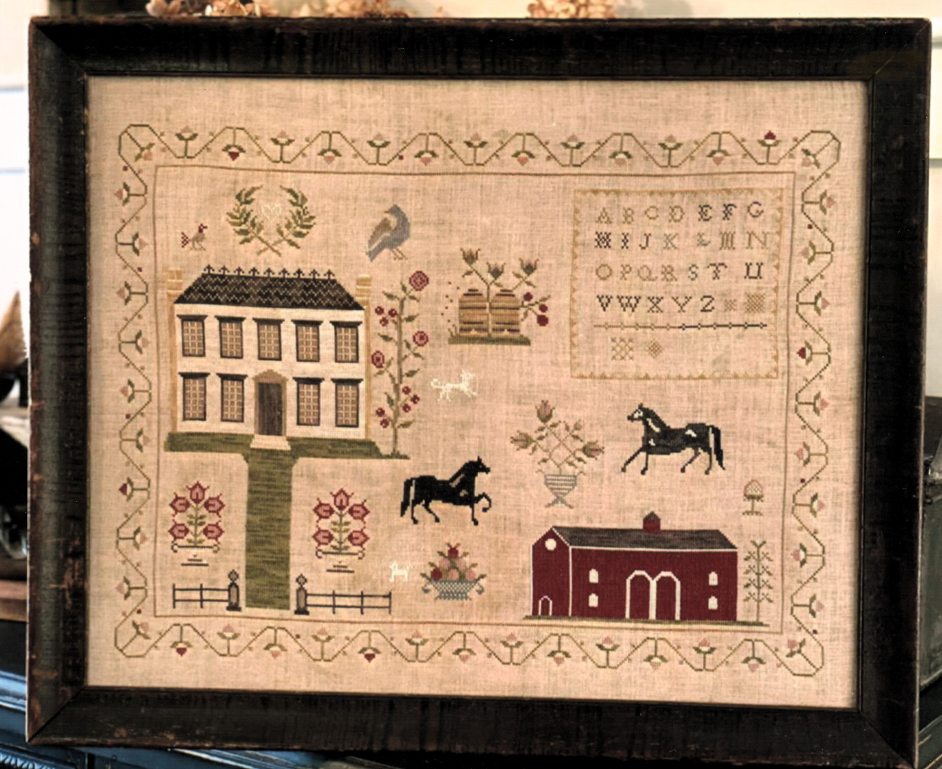 Stables at Hollyberry Farm Sampler - Cross Stitch Pattern