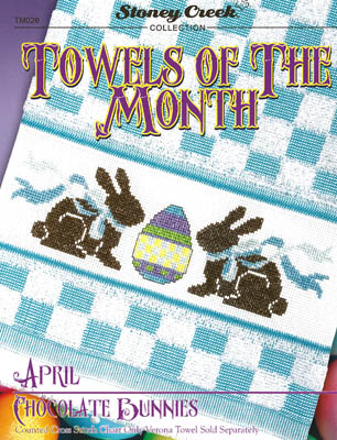 Towels of the Month - April Chocolate Bunnies - Cross Stitch