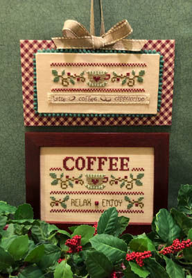Coffee Relax Enjoy (with button & twill) - Cross Stitch