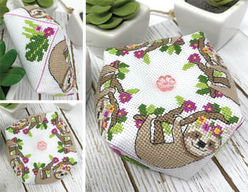 Sloth Biscornu - August - Cross Stitch Pattern