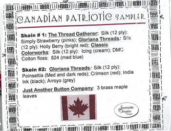 Canadian Patriotic Sampler  Embellishment Pack