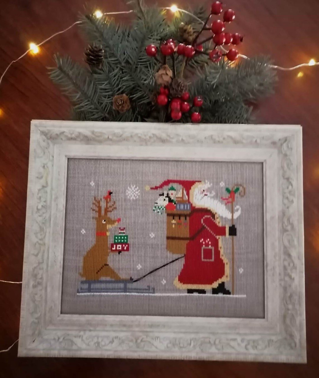 Rudolph and Santa - Cross Stitch Pattern