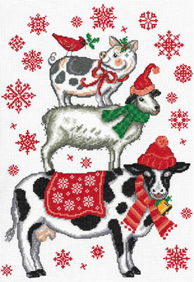 Holiday Farm Animals - Cross Stitch Pattern