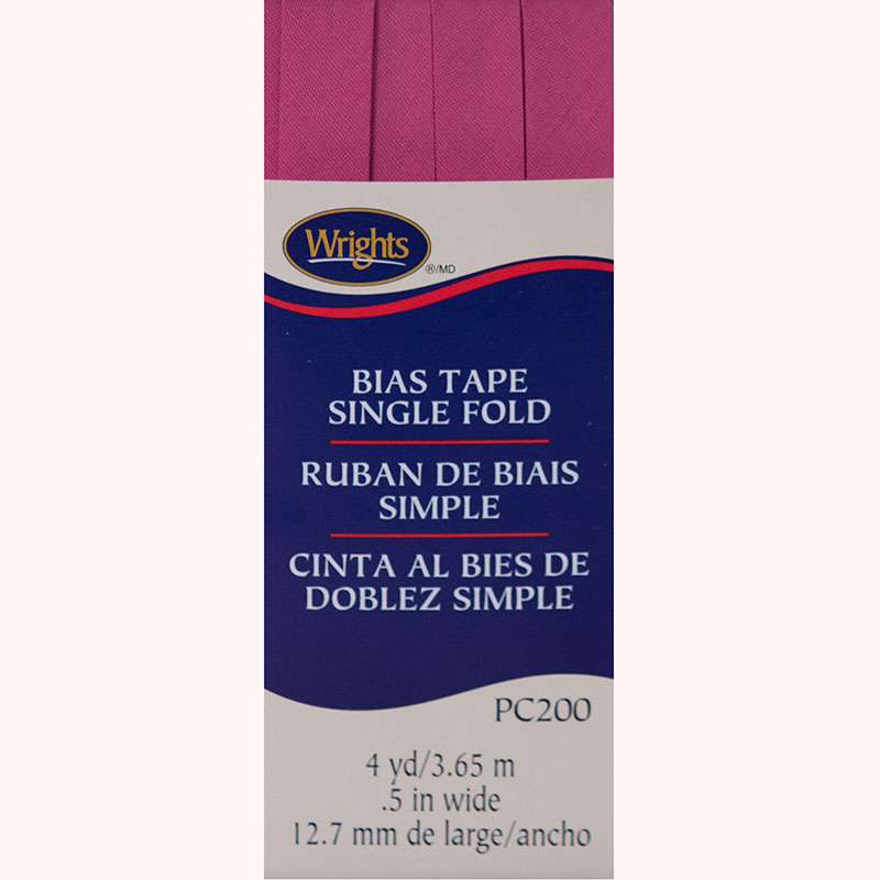 Bias Tape Single Fold Bright Pink