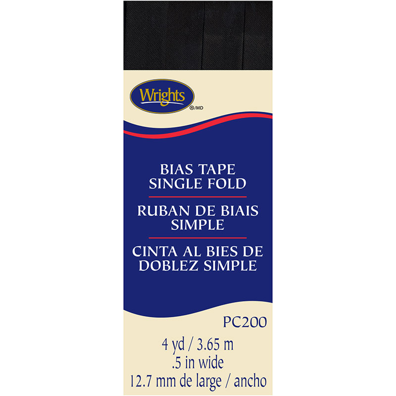 Bias Tape Single Fold Black