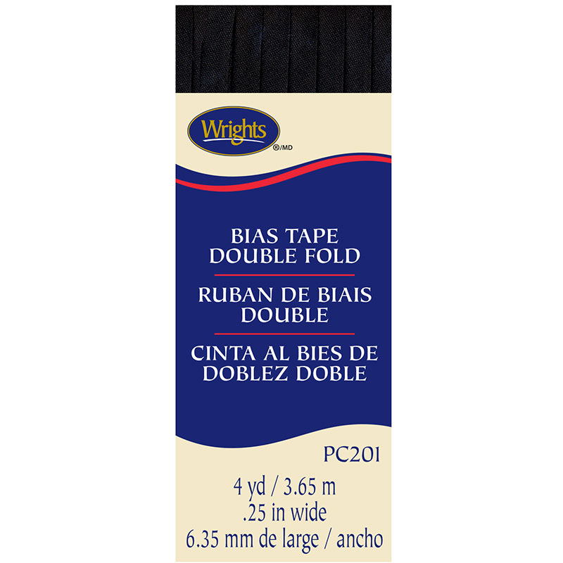 Bias Tape Double Fold Black