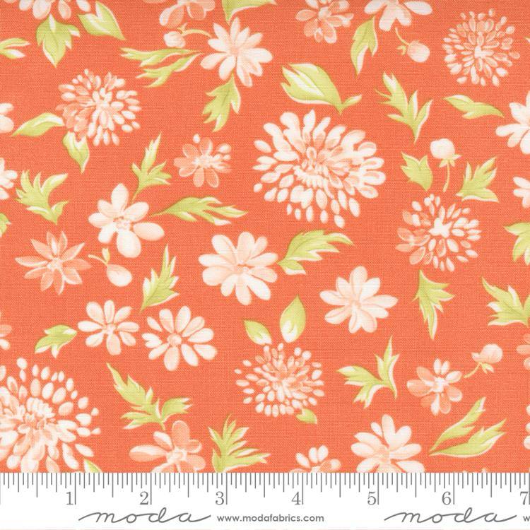 Cinnamon Cream Coral - Mums Florals - Quilt Fabric